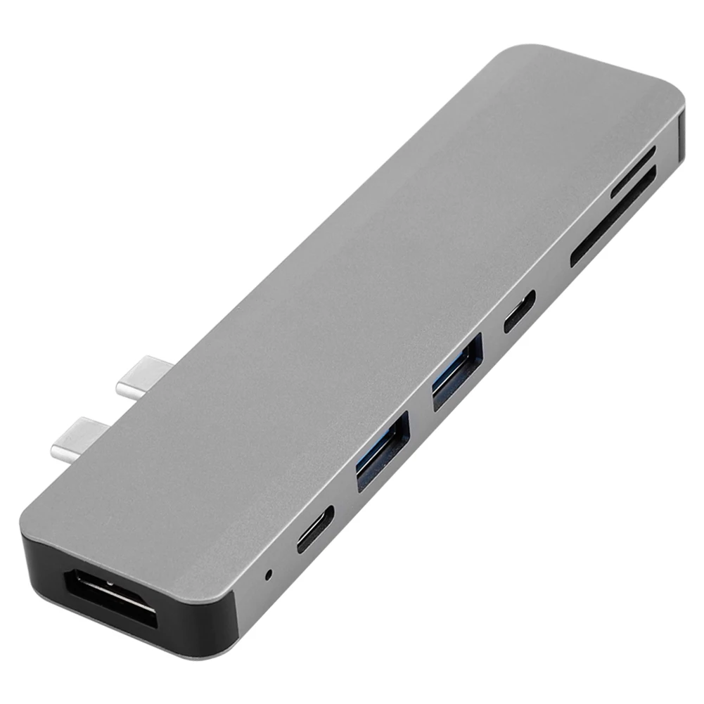 7 v 1 USB-C Adapter z 2 USB 3.0 Vrata SD Memory Bralec Tip-C, USB 3.0 Hub Za Novi Macbook Pro Air 2018 USB-C 5