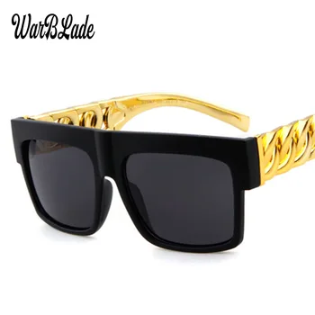 WarBLade 2018 Moški Modni Zlato Kovinsko Verigo Kim Kardashian Beyonce Vintage sončna Očala Hip Hop Sonce Očala Gafas De Sol UV400 0