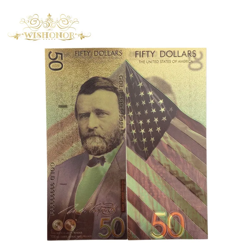 2020 Novo Ameriko Bankovcev za 50 Dolarjev Bankovci v 24k pozlačeni Ponarejenega Denarja Za Poslovno Darilo 4
