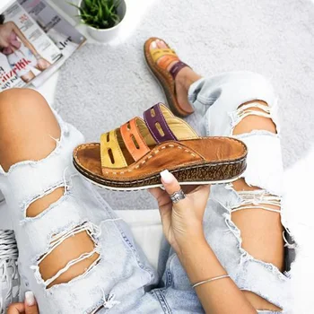 NAUSK Nove Poletne Ženske Sandale Šivanje Sandali Ženske Open Toe Priložnostne Čevlji 2019 Modne Platforme Klin Strani Plaži Čevlji 5