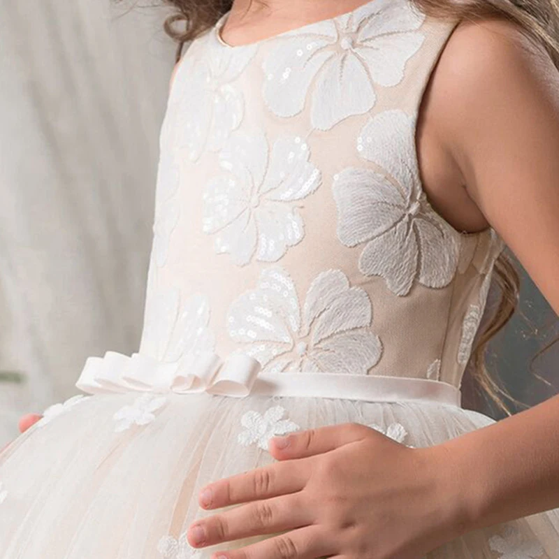 Cvet Dekleta Obleko za Poroko Najstniških Otrok Princesa Stranka Dolgo Diplomi Obleke Baby Otroci Obleke za Dekle, Poletne Obleke 1