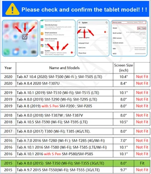 Za Samsung galaxy Tab A 8.0 primeru Tab5 8.0 SM - T350 T355 Tablet Oklep primeru TPU+PC Shockproof Stojalo Pokrov 1