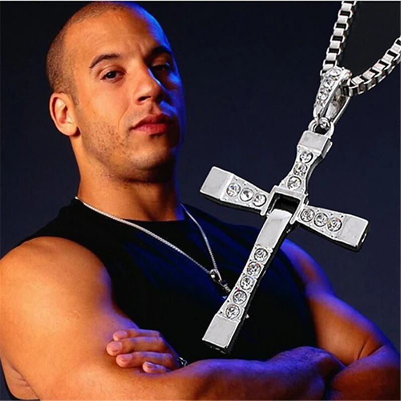 12 Kos/veliko Punk Hitro in Besno 8 Dolgo Obesek Ogrlice Debelo Dominic Toretto / Vin Diesel Križ Ogrlica za Moške 3