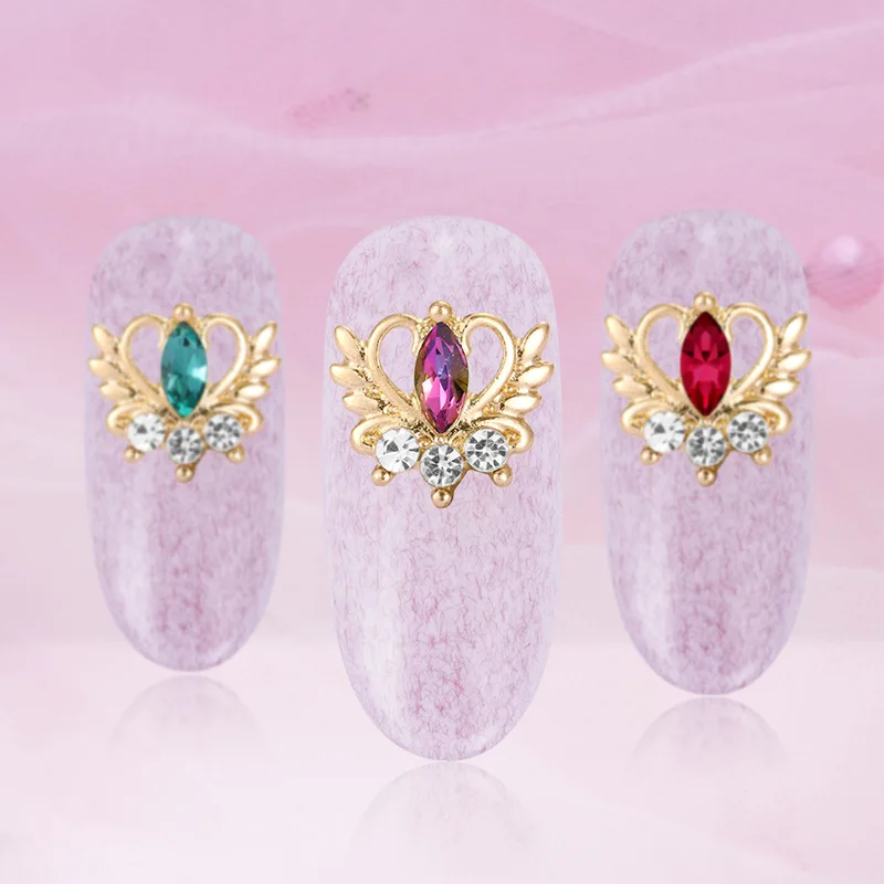 10pcs zlitine Swan krono nail art dekoracije s steklenimi nosorogovo moda za nail art nakit, 3d nohti ustvarjalce 1