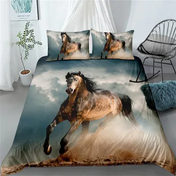 Teče konj 3d posteljnina nabor kralj kraljica dvojno celotno twin enotni velikosti, posteljnina nabor 0