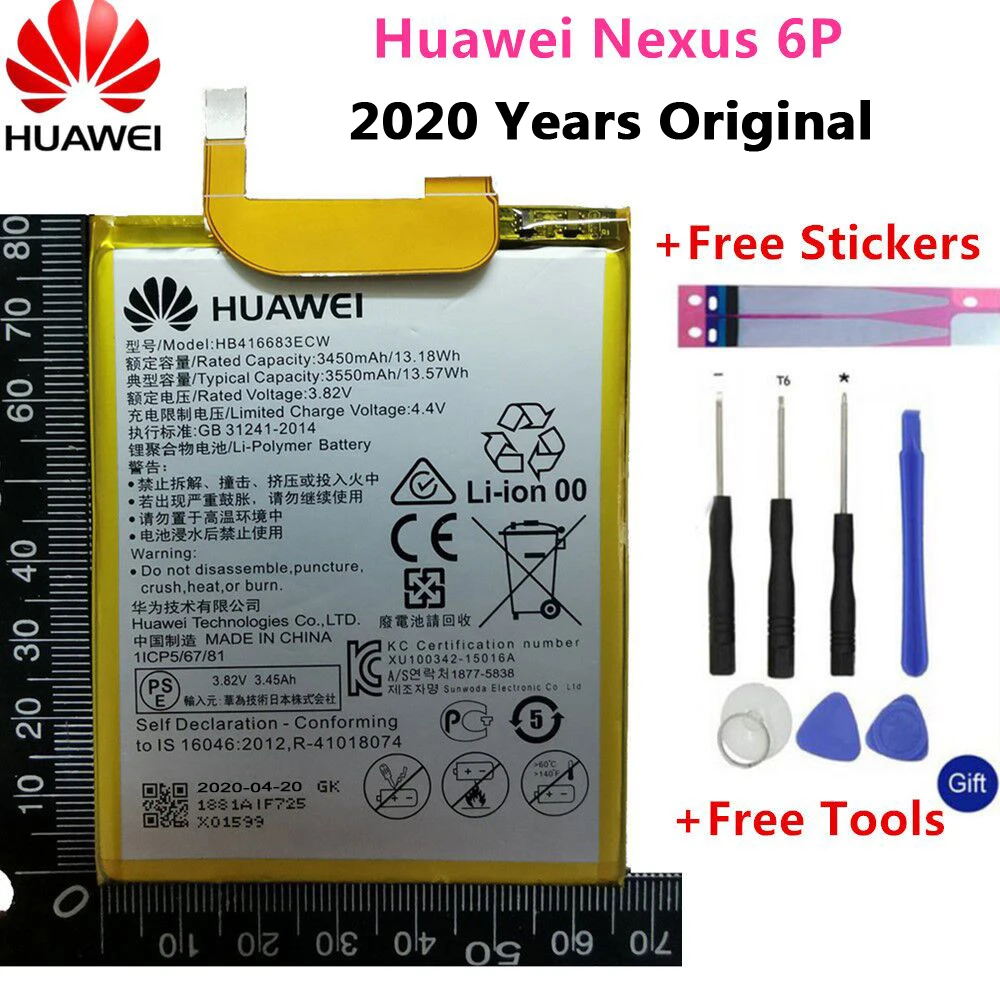 2020 Let Original HB416683ECW Baterije 3550 mAh Za Huawei Google Vzpon Nexus 6P H1511 H1512 Baterija +Lepilo Nalepke +Brezplačna Orodja 1