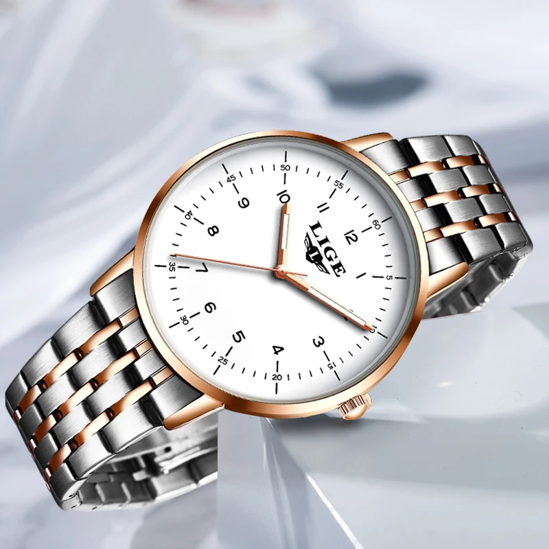 LIGE Pazi Za Ženske Modni Šport Ženska Watch Auto Datum Jekla Nepremočljiva Watch Diamond Quartz ročno uro Reloj Mujer+Box 1