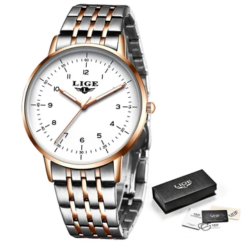 LIGE Pazi Za Ženske Modni Šport Ženska Watch Auto Datum Jekla Nepremočljiva Watch Diamond Quartz ročno uro Reloj Mujer+Box 0