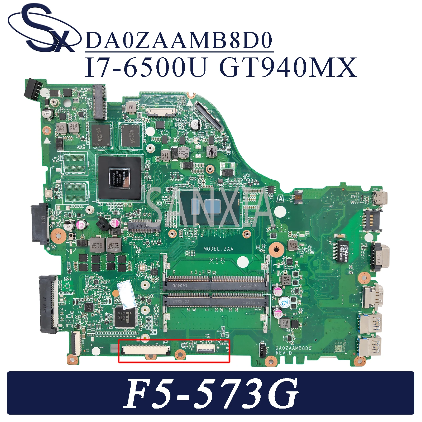 KEFU DA0ZAAMB8D0 Prenosni računalnik z matično ploščo za Acer Aspire F5-573G original mainboard I7-6500U GT940MX 1