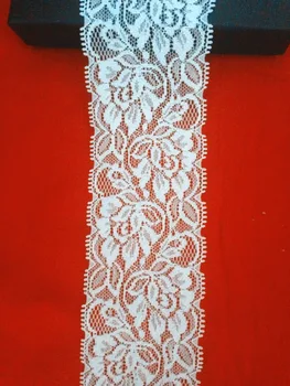 7 cm širina 10meters slonovine krasen nov obrat, cvetlični vzorec elastična stretchy široko čipke za DIY šivanje poroke, poročne, obrt 0