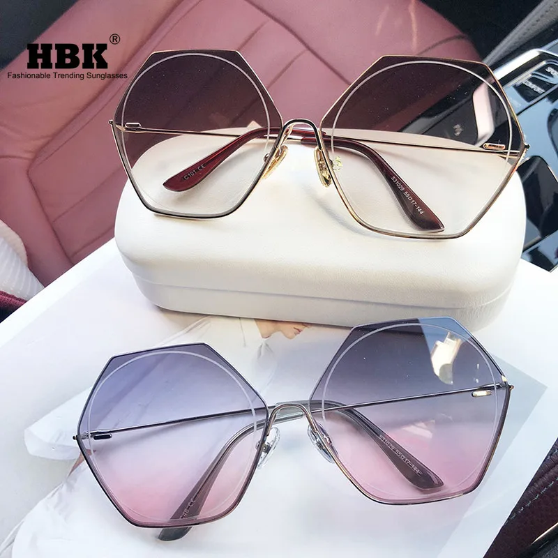 HBK Luksuzni Rimless sončna Očala Ženske Gradient Vintage sončna Očala Moških 2020 blagovna Znamka Modnih Parcelo, Retro sončna Očala UV400 4