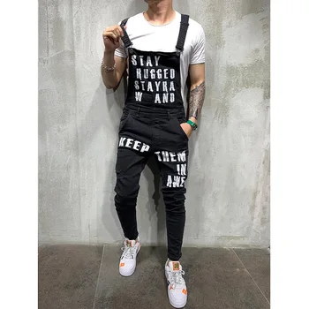 Hip hop Modo za Moške Ripped Kavbojke Jumpsuits Hi Ulica Stiski Traper hlače z Oprsnikom Kombinezon Za Človeka Suspender Hlače Velikosti S-XXL 7370