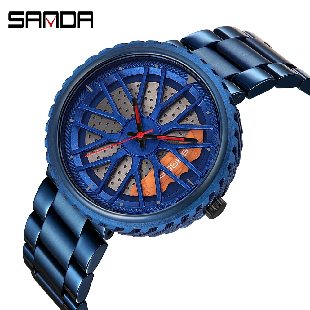 Ure za moške kvarčne ročne ure, iz nerjavnega jekla watch moda Kul 3D Ustvarjalne Avto pnevmatike watch nepremočljiva športne potapljanje 2021 5
