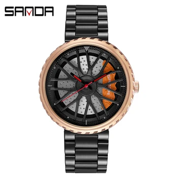 Ure za moške kvarčne ročne ure, iz nerjavnega jekla watch moda Kul 3D Ustvarjalne Avto pnevmatike watch nepremočljiva športne potapljanje 2021 4
