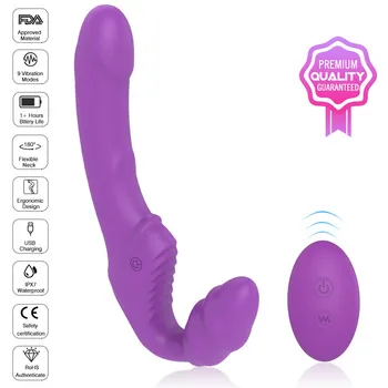 9 Hitrosti Dvojna Vibracijska Lezbijke Vibrator iz Silikona, G Spot Vibrator Ženske Nekaj Masaža Adult Sex Igrače, Daljinsko upravljanje nepremočljiva 2