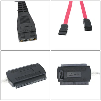 SATA/PATA/IDE Disk USB 2.0 Pretvornik Kabel SATA Podatkovni Kabel za 2.5/3.5 ATA I/II/III IDE HDD z Zunanjimi Napajalni Kabel 3