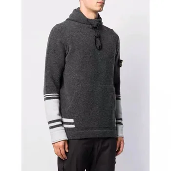 Pozimi moški pulover casual toplo hooded pletena majica 0