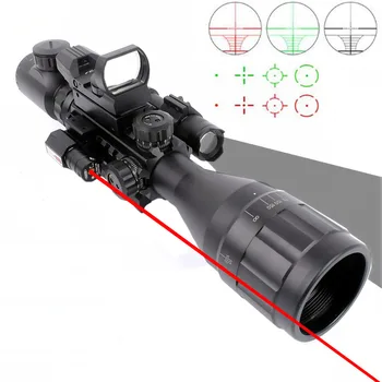 Laser Obseg 4-16x50 Rdečo, Zeleno Osvetljen Reticle Riflescope Ostrostrelec Področje s Svetilko 20 MM Železniškega Okvirov za Lov 3