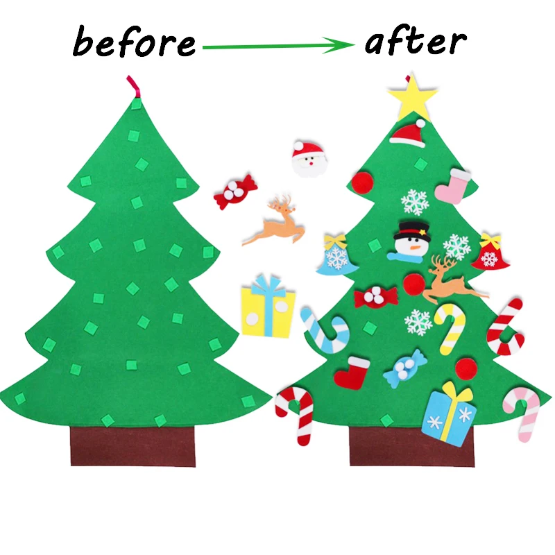 DIY Čutiti Božično Drevo Božično Dekoracijo za Dom Novo Leto, Darila Otroke, Božični Okraski Steni Visi Navidad Xmas tree Igrača 3