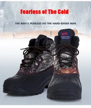 Prodajo ! Moške zimske prostem pohodništvo škornji moški polno nepremočljiva ultra-lahkih volne linijske toplotne treking ribolov sneg škornji za-40c 1