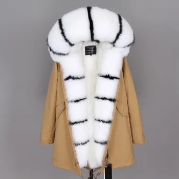 Maomaokong zimska jakna ženske, pravi krzno plašč naravnih lisica krzno ovratnik dolgo parkas ženska jakna Ženske plašč 0