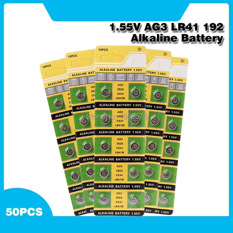 Novo 50Pcs AG3 LR41 392A SR41SW 1.55 V Celično Baterijo Watch Gumb Kovanec boton Poceni lr41 384 LR736 V3GA 192 baterije 1