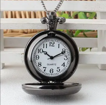 Debelo 15 KOS/veliko Bronasto črna srebrna DIY Projekcijska ura obesek dobre kakovosti Moda quartz Ogrlica žepne ure 1
