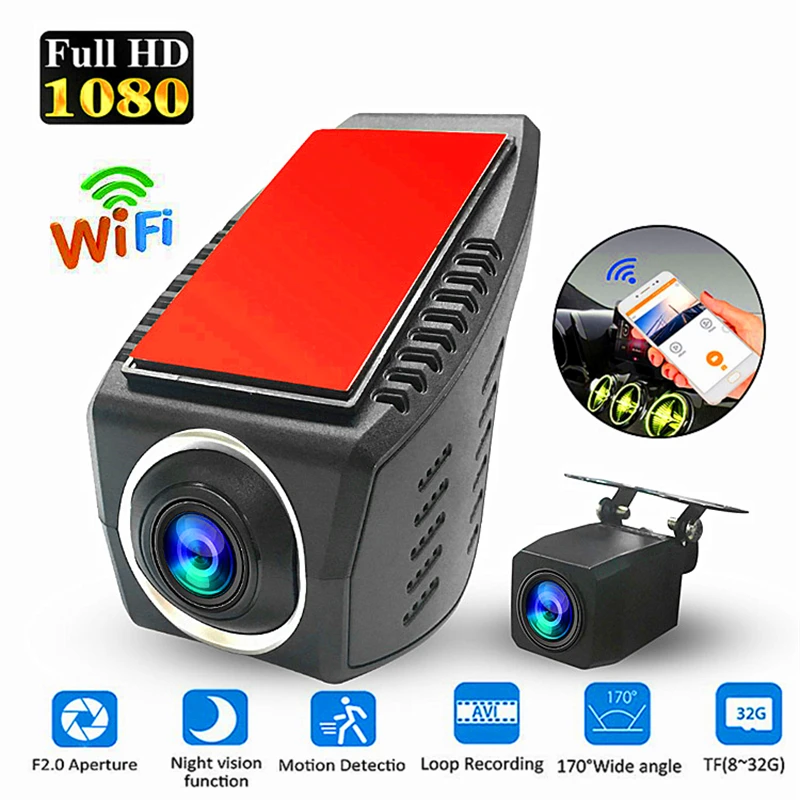 Avto DVR Kamera Full HD 1080P 170 Stopinj Dashcam Video Registrarji za Avtomobile Night Vision G-Senzor Dash Cam WIFI teyes Android, iOS 2