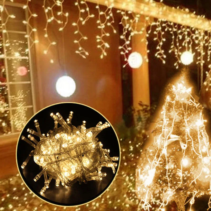 Božični luči slap na prostem dekoracijo 5M droop za 0,4-0,6 m led luči, zavese niz luči stranka vrt kapi dekoracijo 1