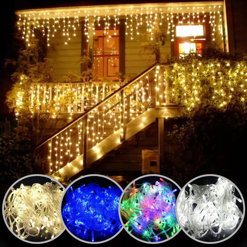 Božični luči slap na prostem dekoracijo 5M droop za 0,4-0,6 m led luči, zavese niz luči stranka vrt kapi dekoracijo 3