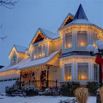Božični luči slap na prostem dekoracijo 5M droop za 0,4-0,6 m led luči, zavese niz luči stranka vrt kapi dekoracijo 2