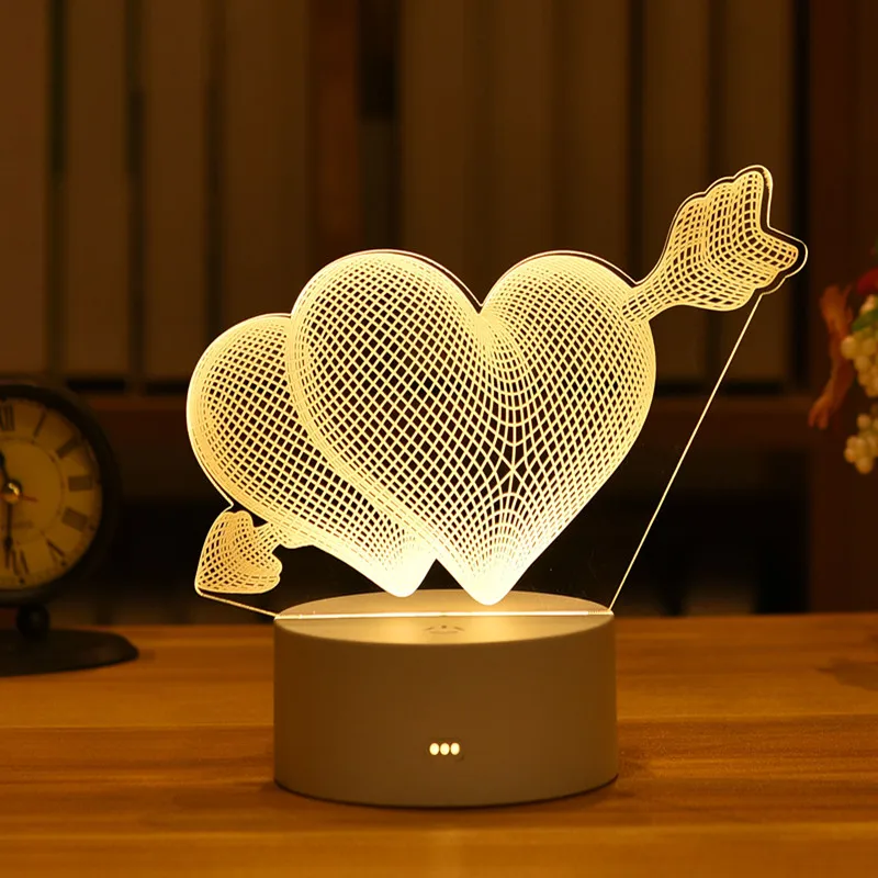 Valentinovo, Ljubezen 3D Lučka Akril LED Nočna Lučka za Poroko, Rojstni dan, valentinovo Darilo Ramadana Dekoracijo 5