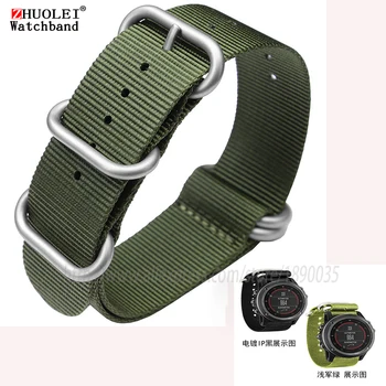 26 mm najlon watchband fit garmin fenix 3 ure trakov črna| zelena vojska 5 obroči Zulu watch band +2pcs brezplačna orodja 3