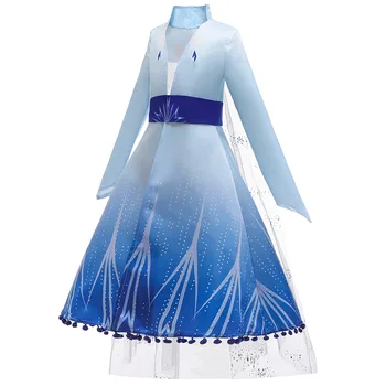 Modno Dekleta Obleko Rojstni Cosplay Snow Queen Obleko Elsa 2 Obleka Princess Obleke, Ana Elsa Obleko Fantasia Vestidos 0