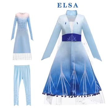 Modno Dekleta Obleko Rojstni Cosplay Snow Queen Obleko Elsa 2 Obleka Princess Obleke, Ana Elsa Obleko Fantasia Vestidos 3