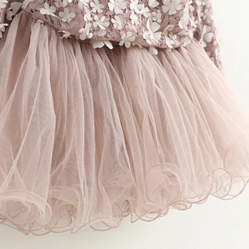 2020 Princesa Baby Dekleta Stranka Obleko Tiskanja Cvetovi Dolgi Rokav Čipke Koleno Dolžina Tutu Jeseni Obleko 3