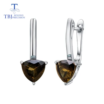 TBJ,Naravne Turmalin trikotnik 7.0 mm uhan gemstone 925 sterling srebro fine nakit preprost načrt za dekle Valentinovo darilo 2