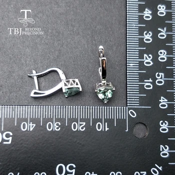 TBJ,Naravne Turmalin trikotnik 7.0 mm uhan gemstone 925 sterling srebro fine nakit preprost načrt za dekle Valentinovo darilo 4