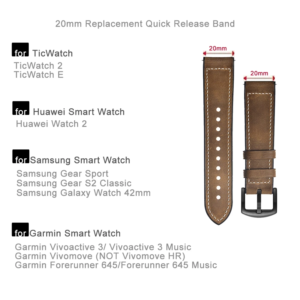 Hitro Sprostitev Mehko Pravega Usnja Silikonski Watch Pasu Trak za Garmin Vivoactive 3/Forerunner 645/Samsung Galaxy Watch 42mm 1