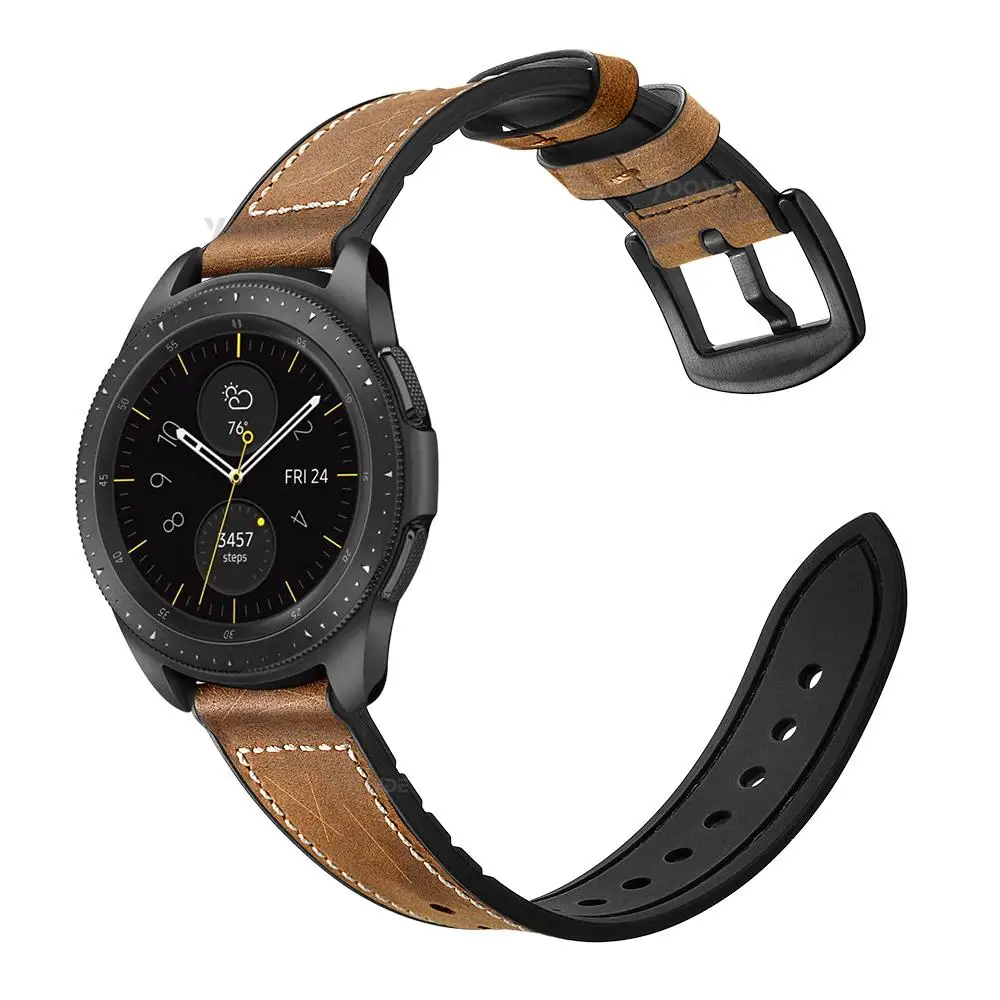 Hitro Sprostitev Mehko Pravega Usnja Silikonski Watch Pasu Trak za Garmin Vivoactive 3/Forerunner 645/Samsung Galaxy Watch 42mm 3