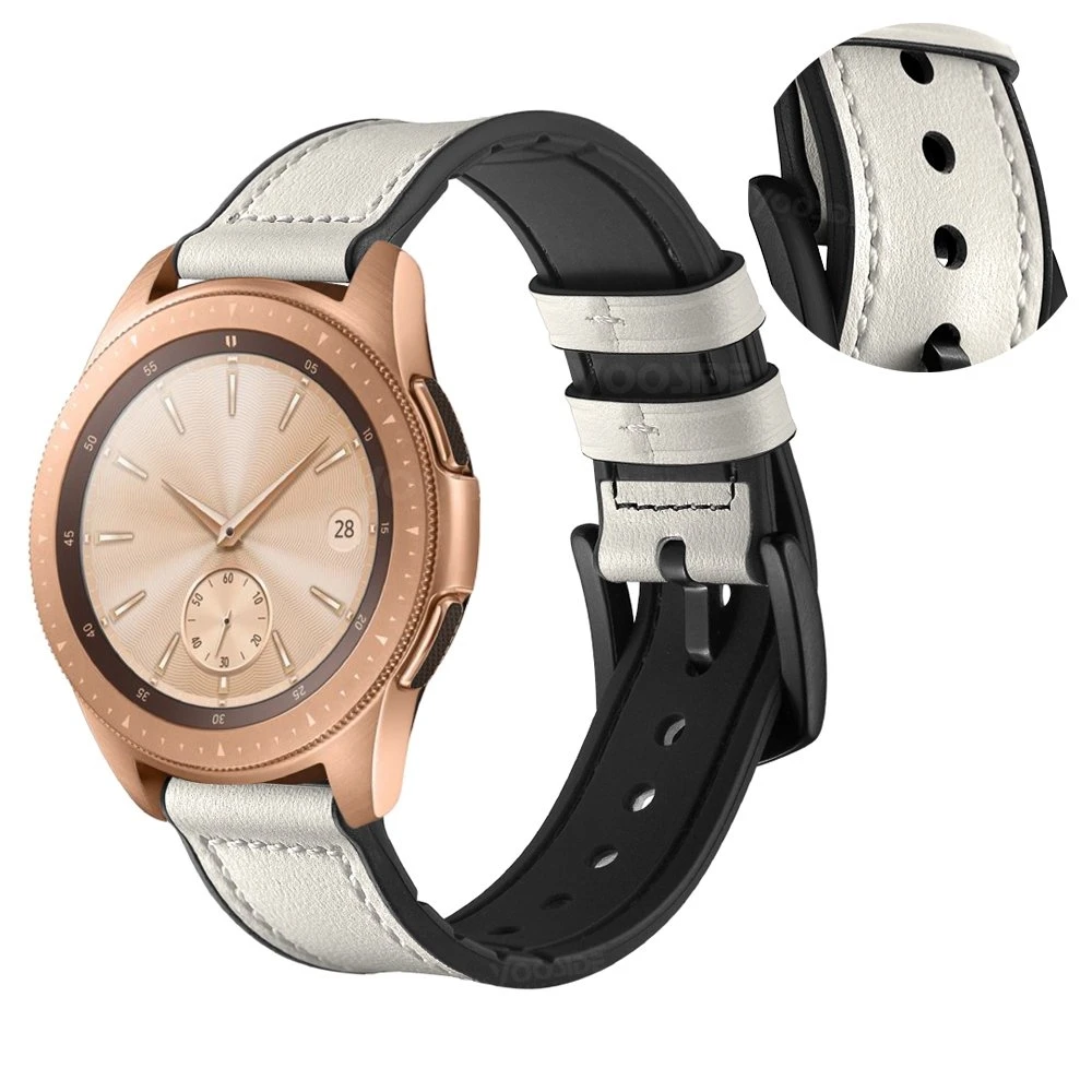 Hitro Sprostitev Mehko Pravega Usnja Silikonski Watch Pasu Trak za Garmin Vivoactive 3/Forerunner 645/Samsung Galaxy Watch 42mm 5