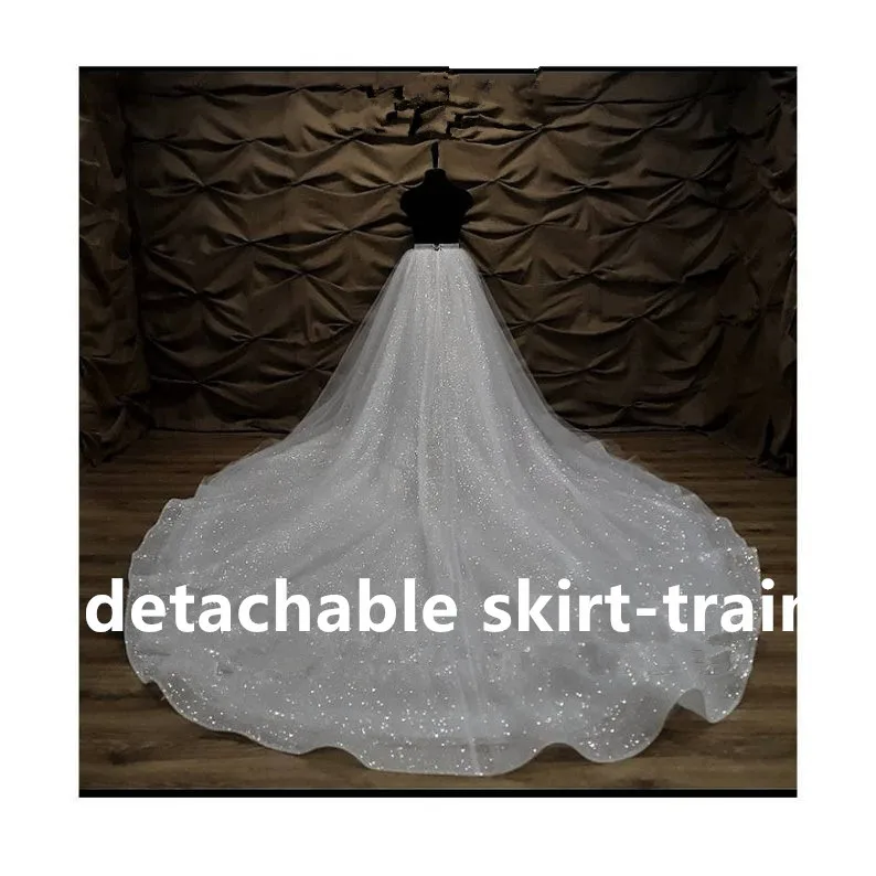 350 cm dolgo nazaj poročne snemljiv krilo-vlak, poročno krilo, briljantno Til krilo Bleščice poročne obleke snemljiv vlak 3