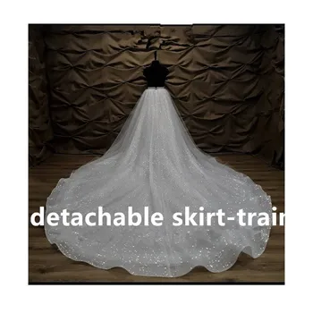 350 cm dolgo nazaj poročne snemljiv krilo-vlak, poročno krilo, briljantno Til krilo Bleščice poročne obleke snemljiv vlak 3