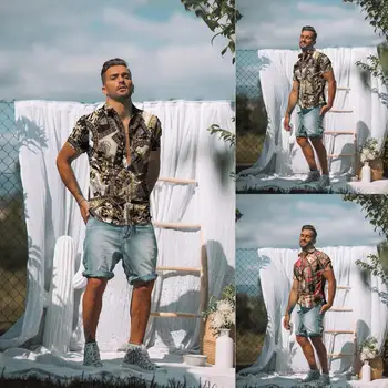 Camisa hawaiana de manga corta par hombre a la moda de 2021 camisas de secado rápido de talla grande asiáticas. M-2XL informa 1