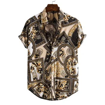 Camisa hawaiana de manga corta par hombre a la moda de 2021 camisas de secado rápido de talla grande asiáticas. M-2XL informa 5