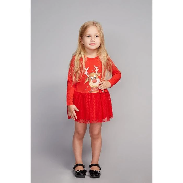 Obleko za deklice, rdeče barve, višina 110 cm 2