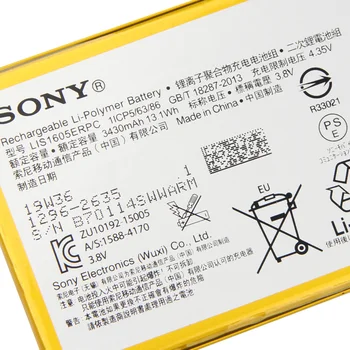 Originalni Nadomestni Sony Baterije LIS1605ERPC Za SONY Xperia Z5 Premium Z5P Dvojno E6853 E6883 E6833 originalno Baterijo 3430mAh 1