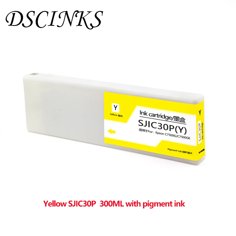 DSCINKS SJIC30P BK C M Y združljiva kartuša s 300 ML pigment črnilo za Epson C7500G C7500GE tiskalnik z čipom 1