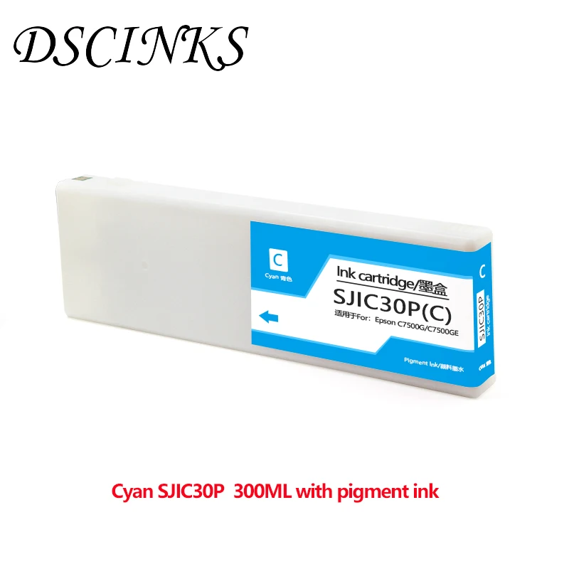 DSCINKS SJIC30P BK C M Y združljiva kartuša s 300 ML pigment črnilo za Epson C7500G C7500GE tiskalnik z čipom 4