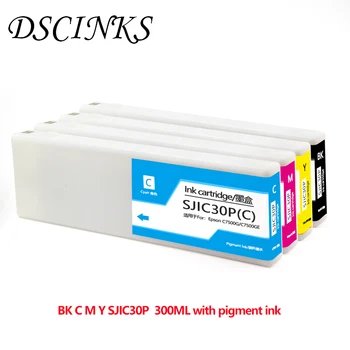 DSCINKS SJIC30P BK C M Y združljiva kartuša s 300 ML pigment črnilo za Epson C7500G C7500GE tiskalnik z čipom 0